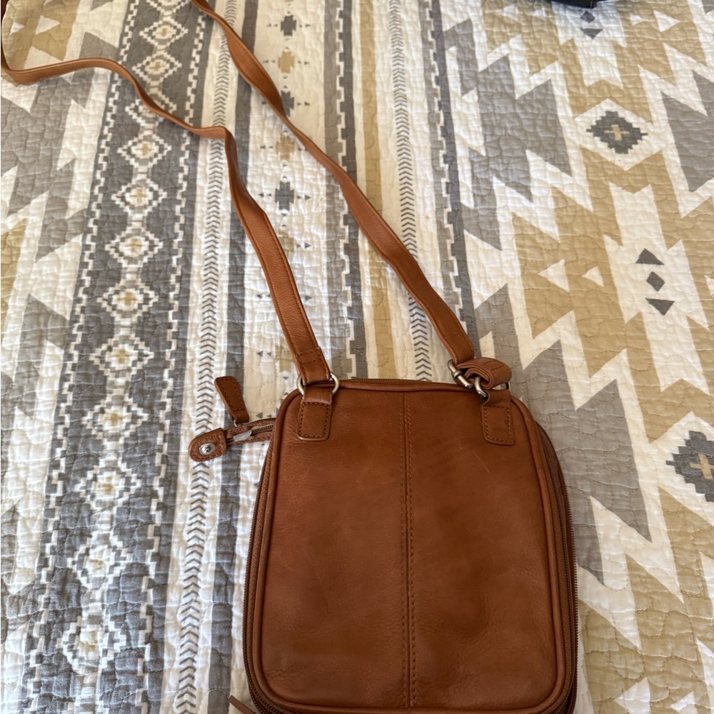Fossil Tan Leather Messenger Bag - Picture 2 of 4